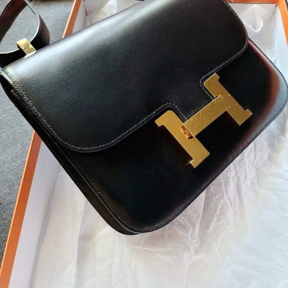 Hermes Constance 23 Box Leather Gold H Shoulder Bag Vintage Black - Picture 2 of 15